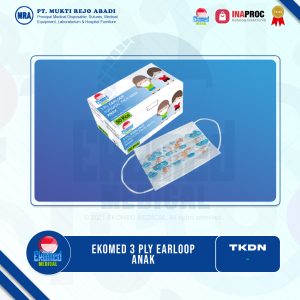 EKOMED MEDICAL 3 Ply Earloop Surgical Face Mask Anak