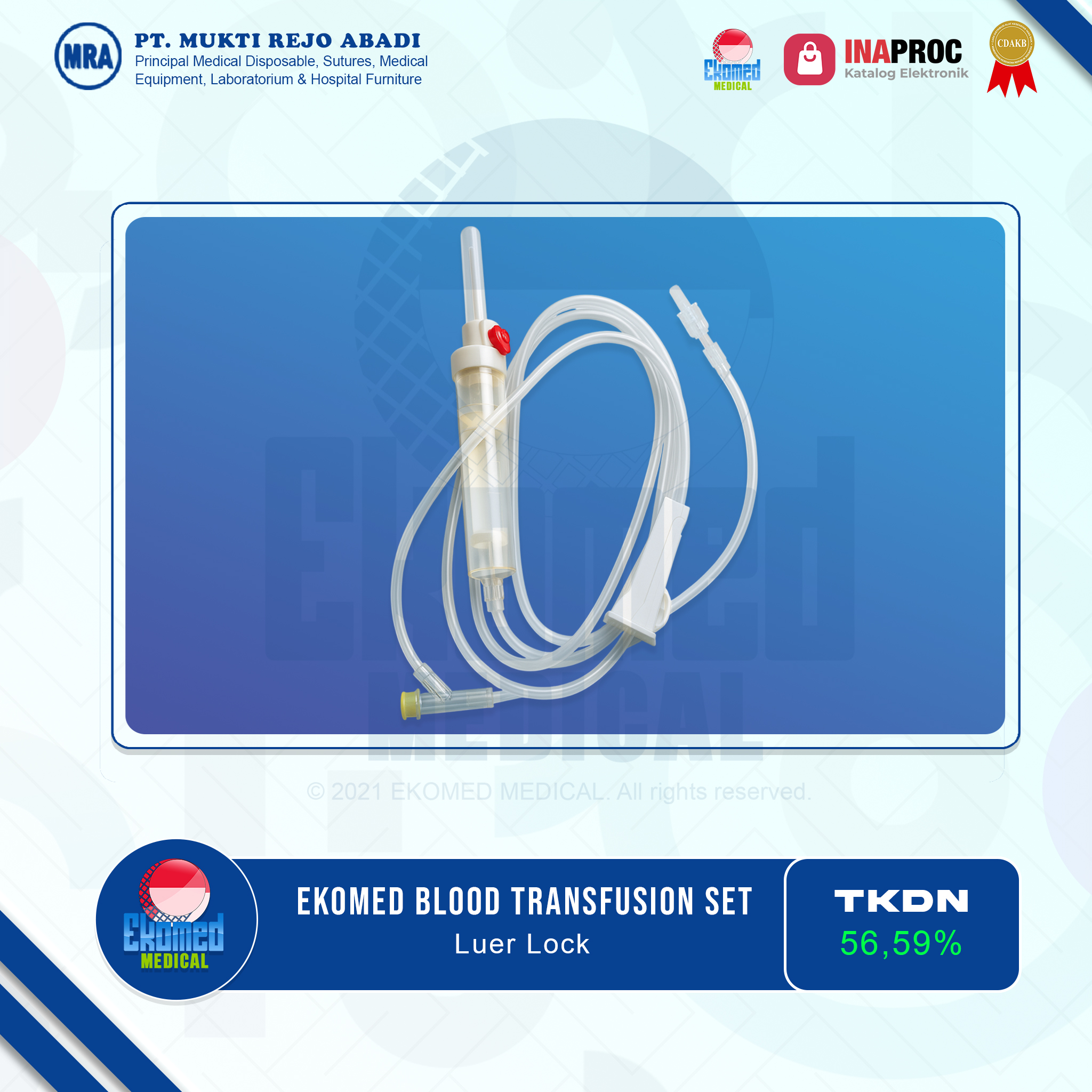 EKOMED Blood Transfusion Set Airvent Type Y Luer Lock