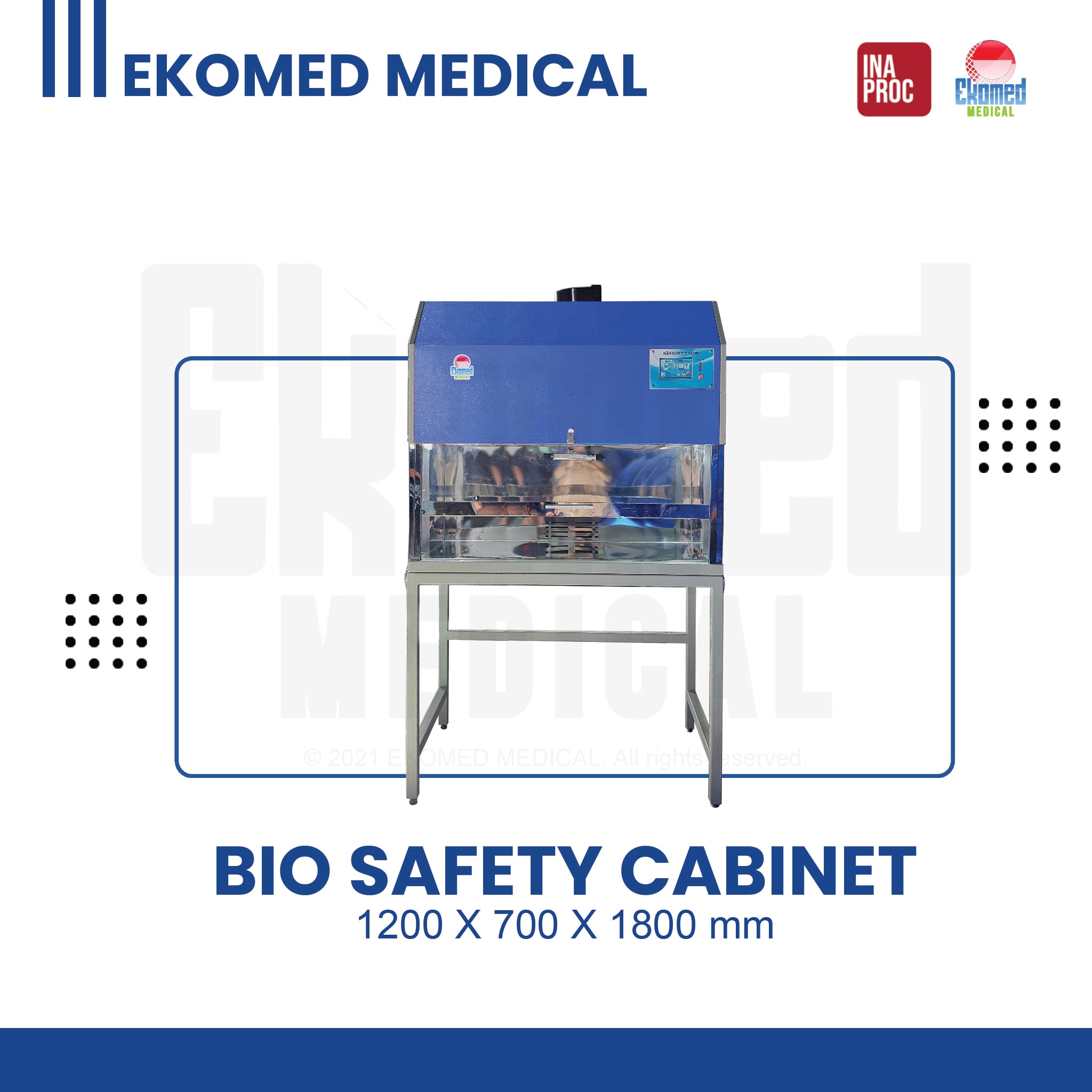 EKOMED Bio Safety Cabinet Power Window 1200 x 700 x 1800 mm